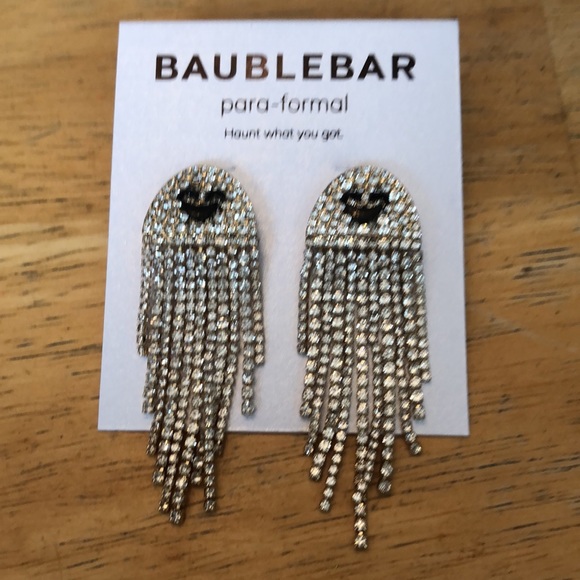 Baublebar Gold Tone Ghost Crystal Fringe Chandelier Drop Earrings NEW - Picture 10 of 12